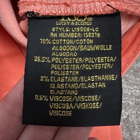 Lucky & Blessed Flare Pants Womens 2 Coral Lace Trim Boho Festival Retro Western - Picture 8 of 13